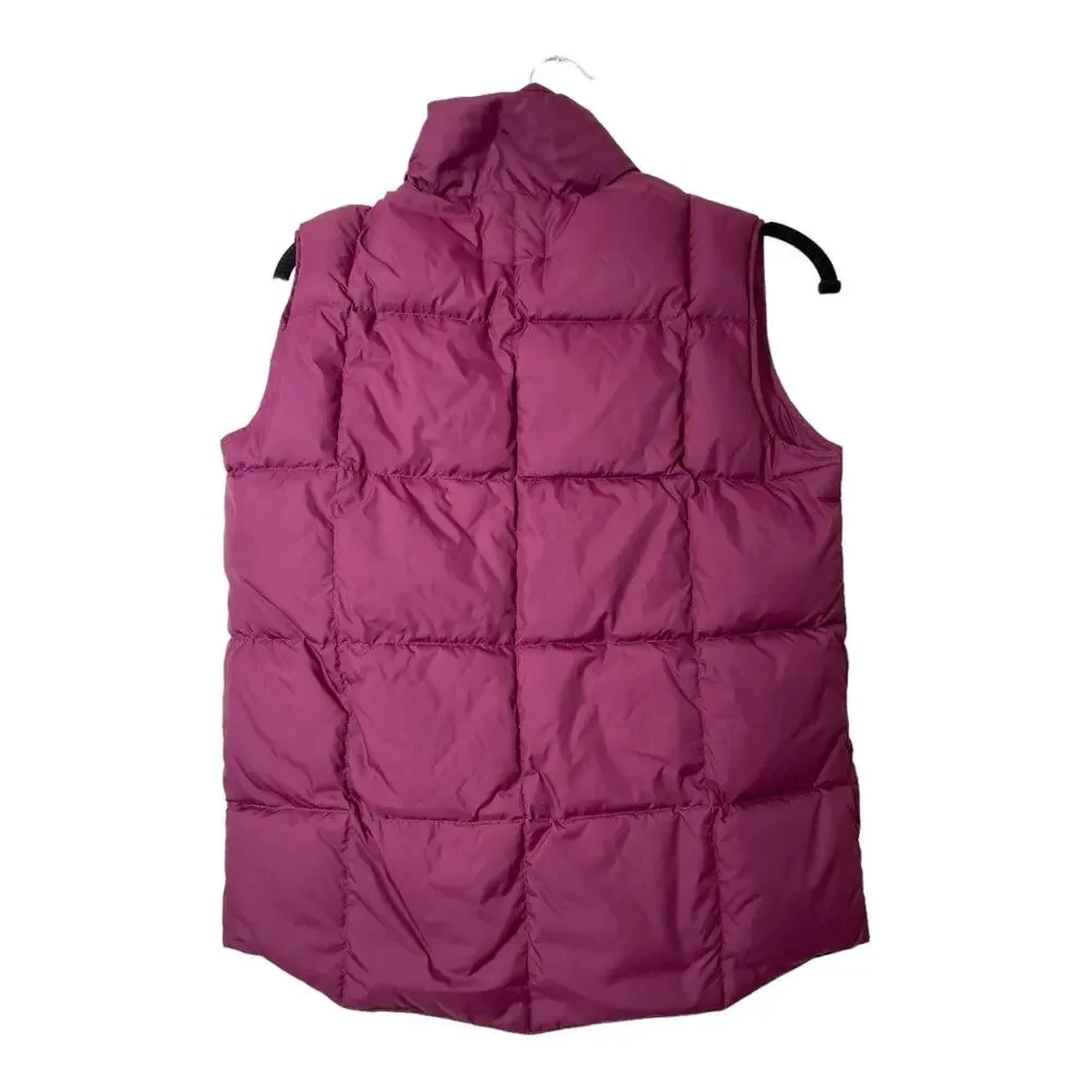 Lands End Girls Medium 10-12 Down Puffer Vest Pockets Outerwear Eggplant Purple
